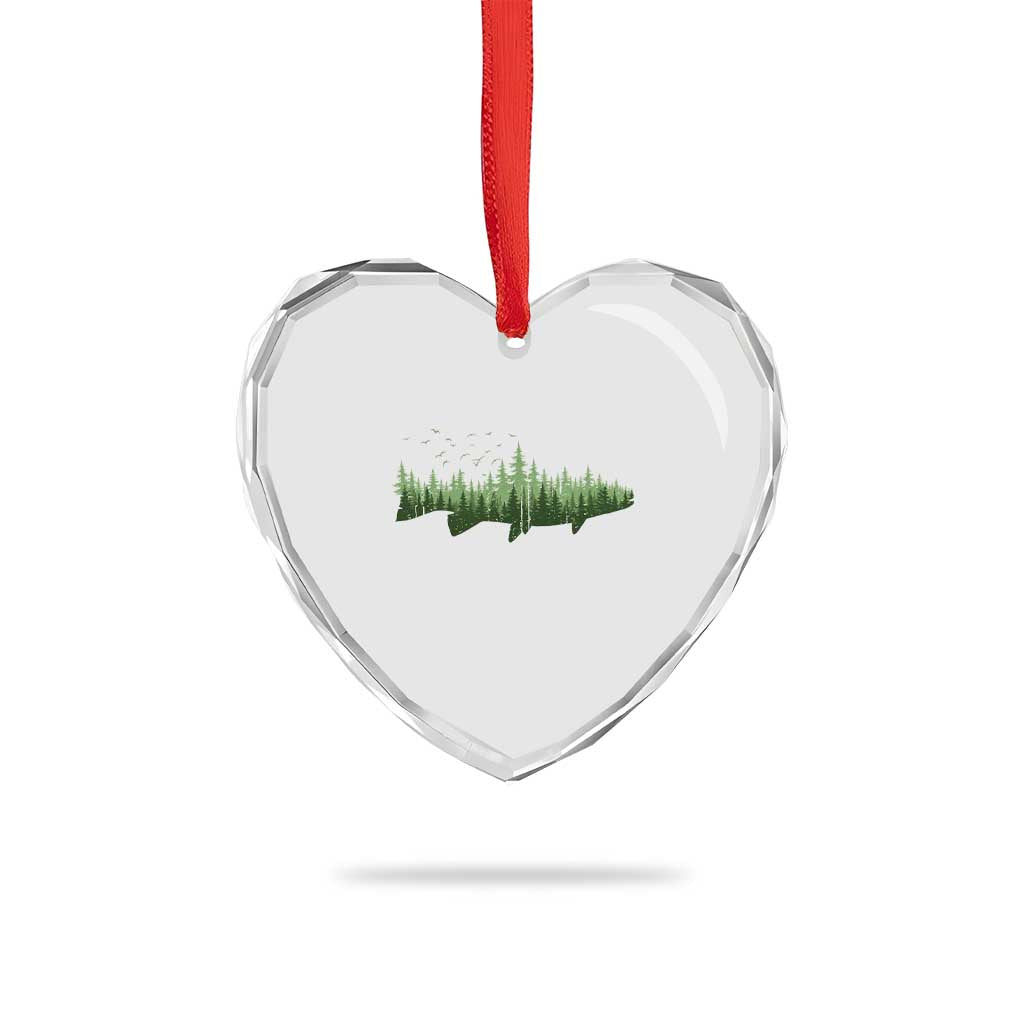 Trout Fly Fishing Outdoor Forest Nature Wildlife Fisherman Heart Crystal Glass Ornament - Wonder Print Shop