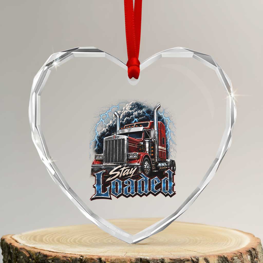 Truck Driver Heart Crystal Glass Ornament Funny Trucker Husband Big Rig Semi Trailer Truckin