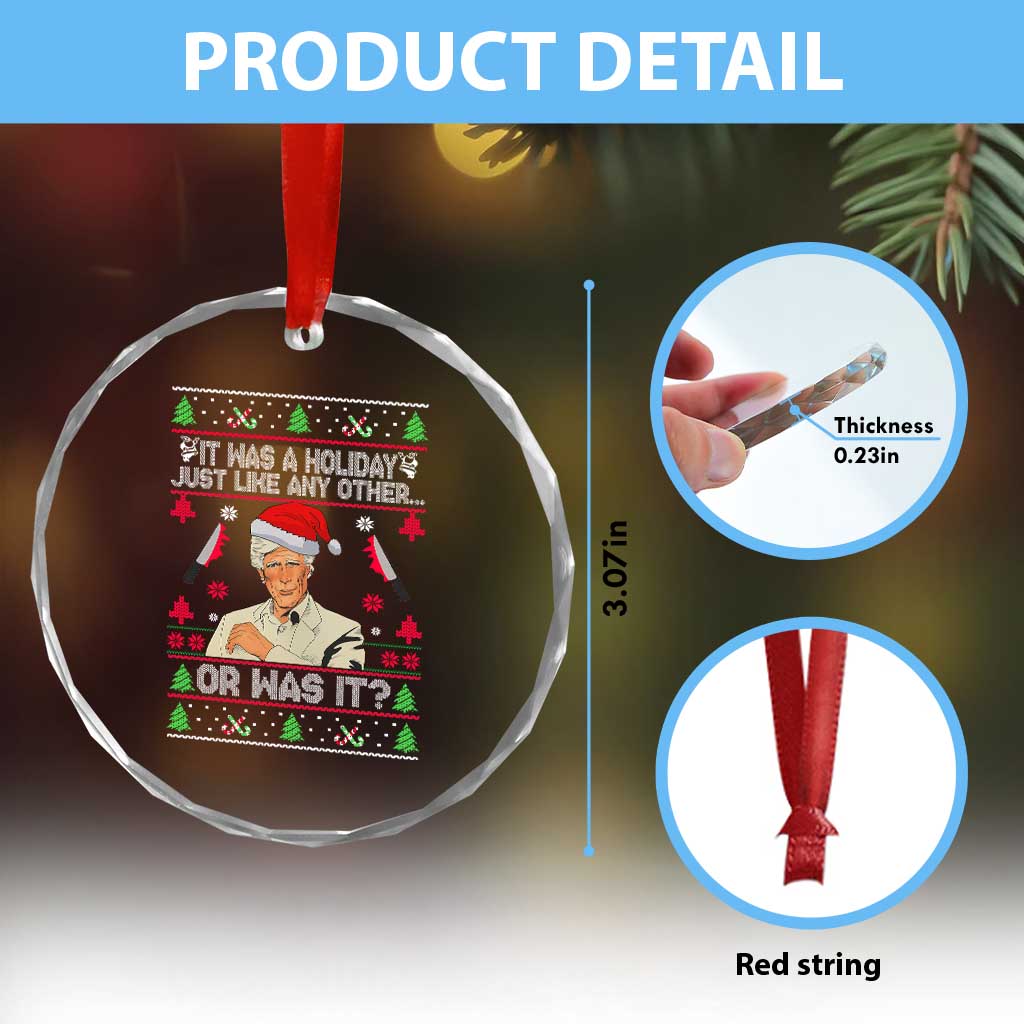 True Crime Ugly Christmas Crystal Glass Ornament Funny Holiday Xmas Party - Wonder Print Shop