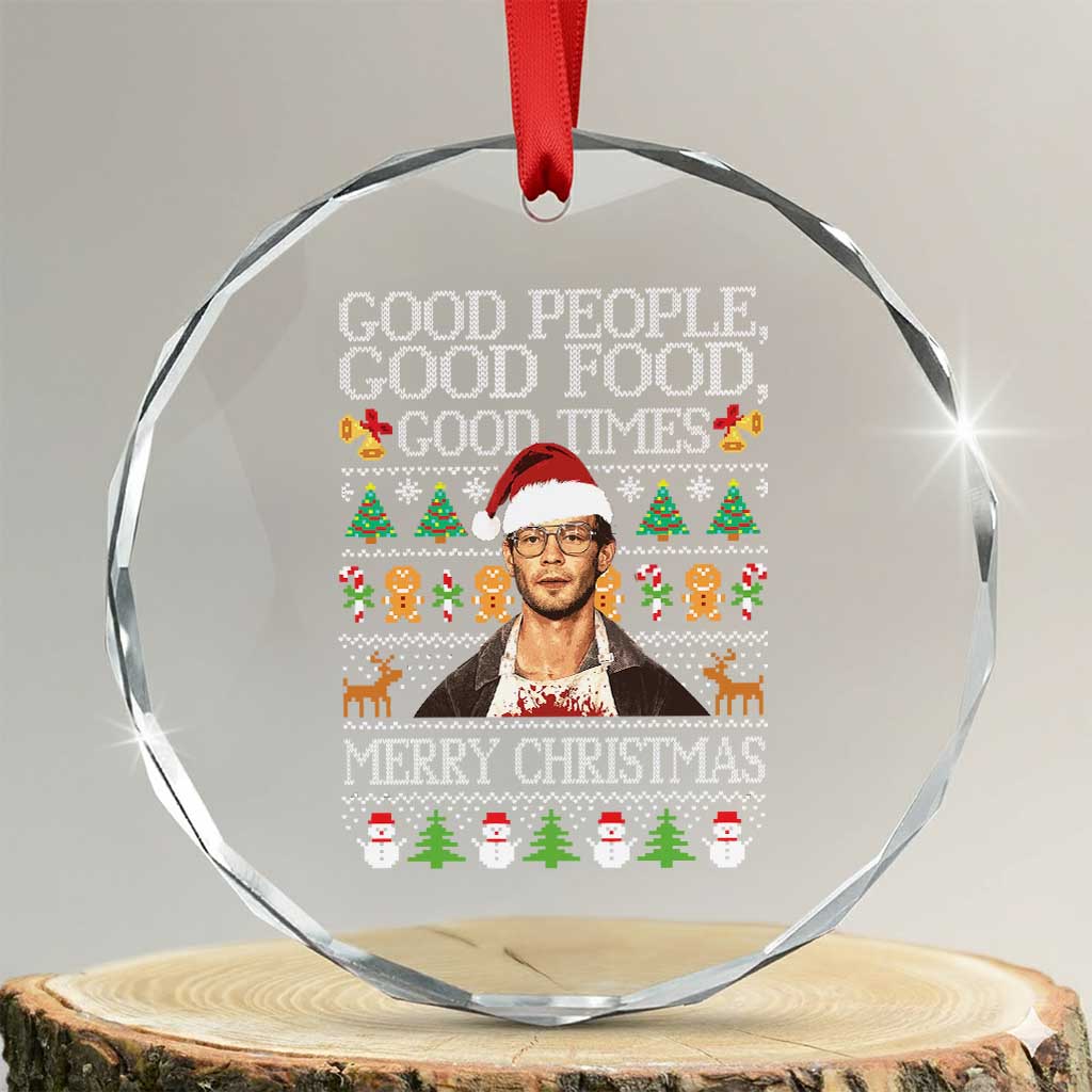True Crime Ugly Christmas Crystal Glass Ornament Funny Jeffrey Dahmer Good Food Sick Humor - Wonder Print Shop
