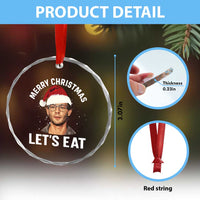 True Crime Ugly Christmas Crystal Glass Ornament Funny Jeffrey Dahmer Merry Xmas Lets Eat - Wonder Print Shop