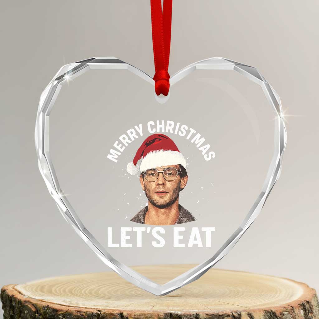 True Crime Ugly Christmas Heart Crystal Glass Ornament Funny Jeffrey Dahmer Merry Xmas Lets Eat - Wonder Print Shop