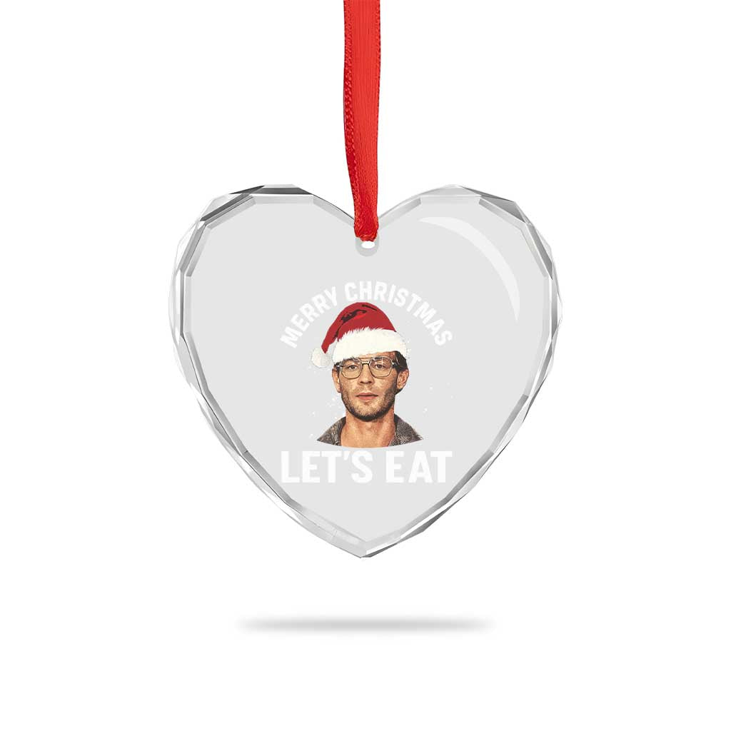 True Crime Ugly Christmas Heart Crystal Glass Ornament Funny Jeffrey Dahmer Merry Xmas Lets Eat - Wonder Print Shop
