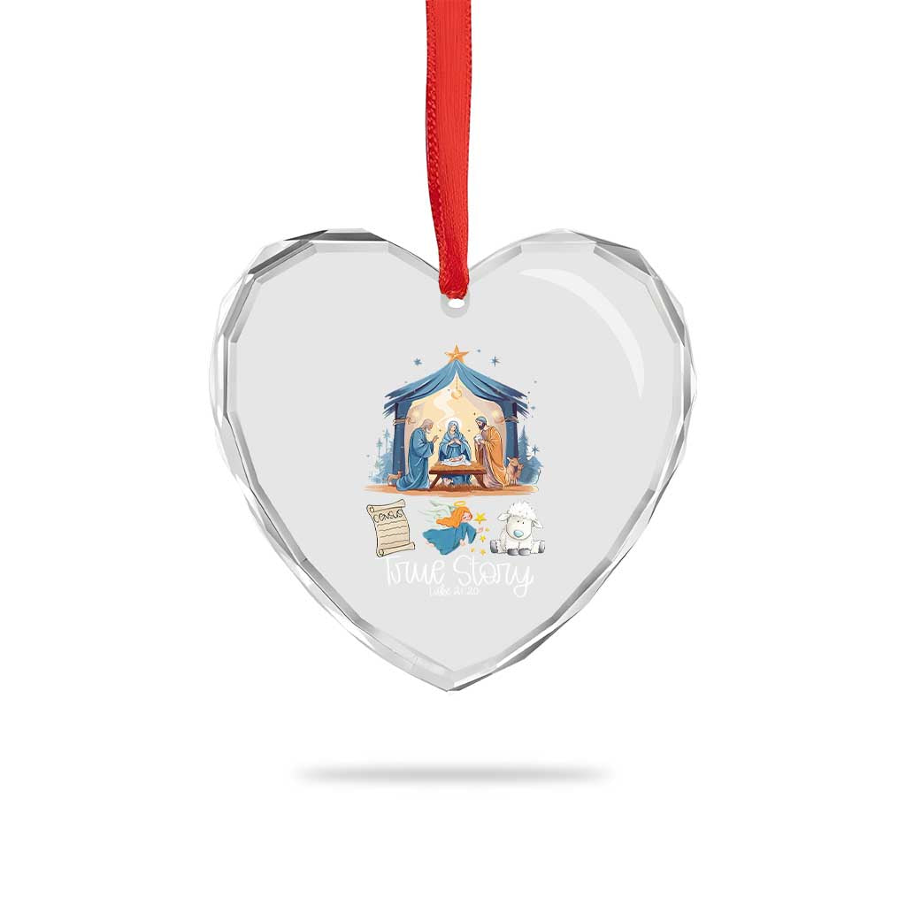 True Story Nativity Xmas Baby God Jesus Christian Heart Crystal Glass Ornament - Wonder Print Shop