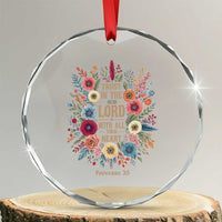 Trust in the Lord Proverbs 3:5 Floral Christian Crystal Glass Ornament Inspirational Bible Verse