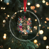 Trust in the Lord Proverbs 3:5 Floral Christian Crystal Glass Ornament Inspirational Bible Verse