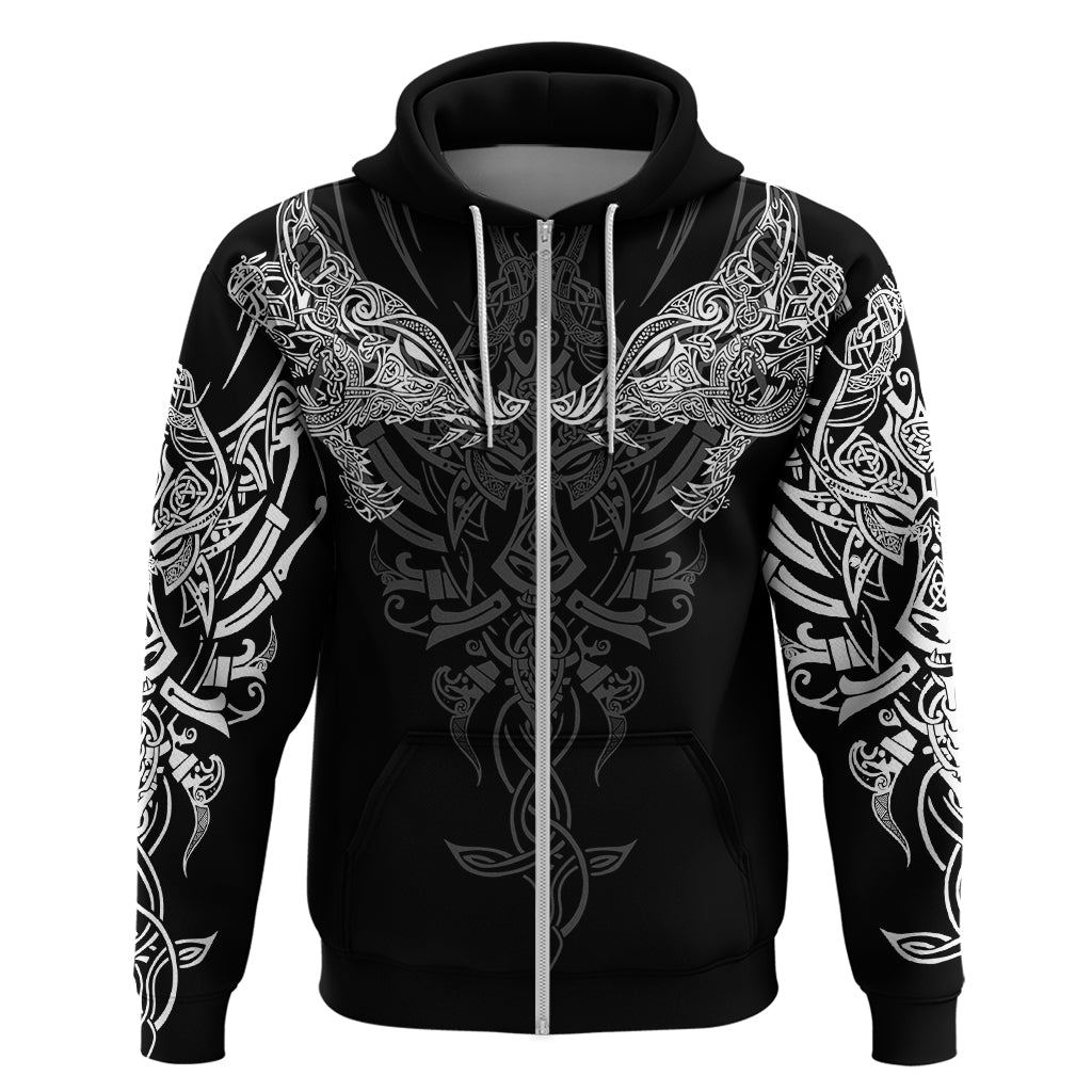 Viking Clothing Geki and Freki Viking Wolf Over Printed Hoodie RLT12