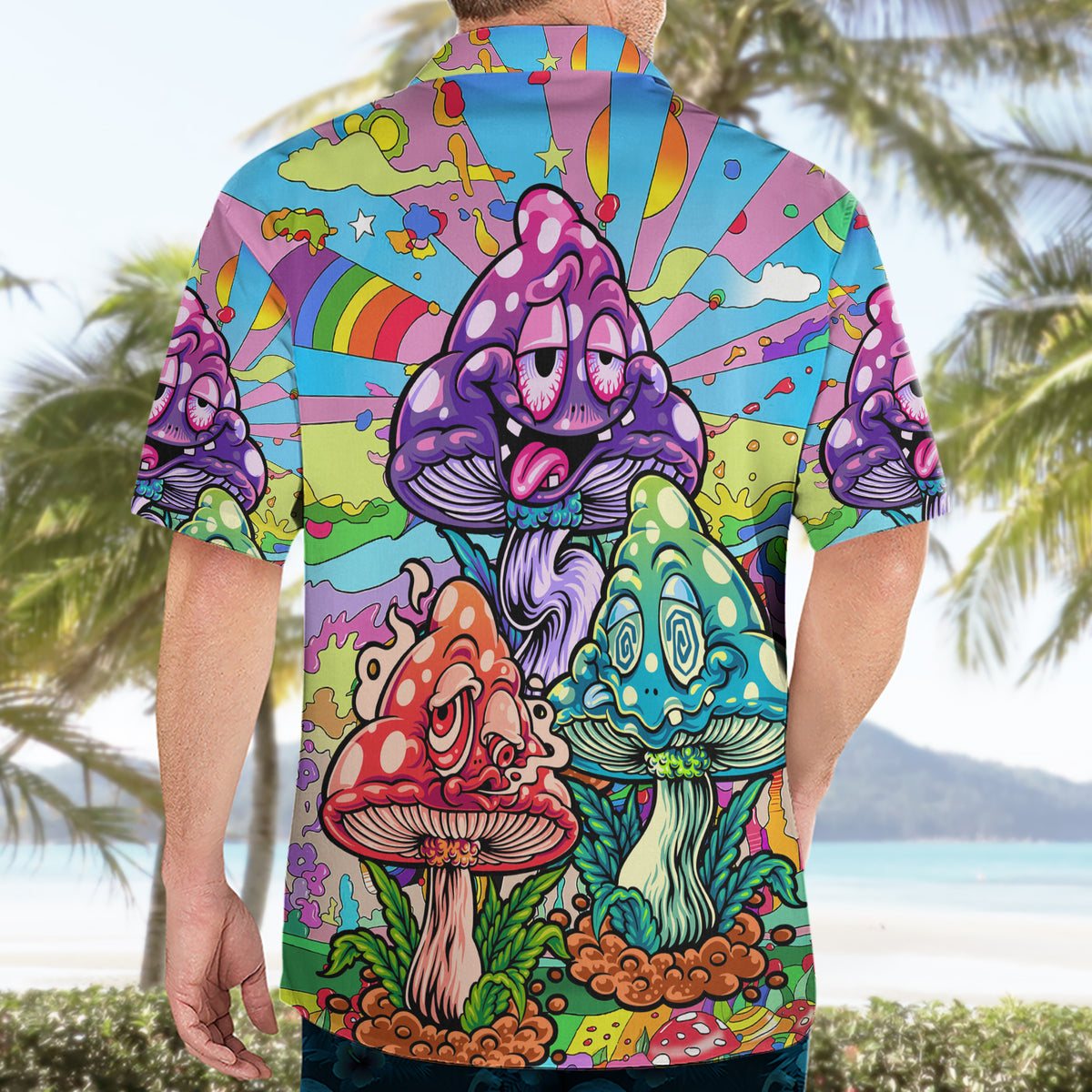 Hippie Mushroom Colorful Hippie Happy Life Hawaiian Shirt - Wonder Print Shop