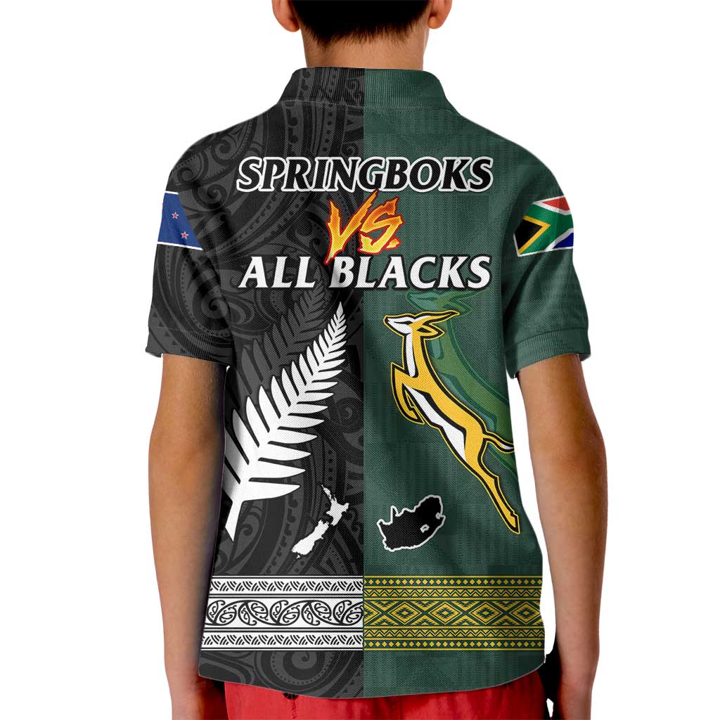 South Africa Protea and New Zealand Fern Polo Shirt Rugby Go Springboks vs All Black LT13