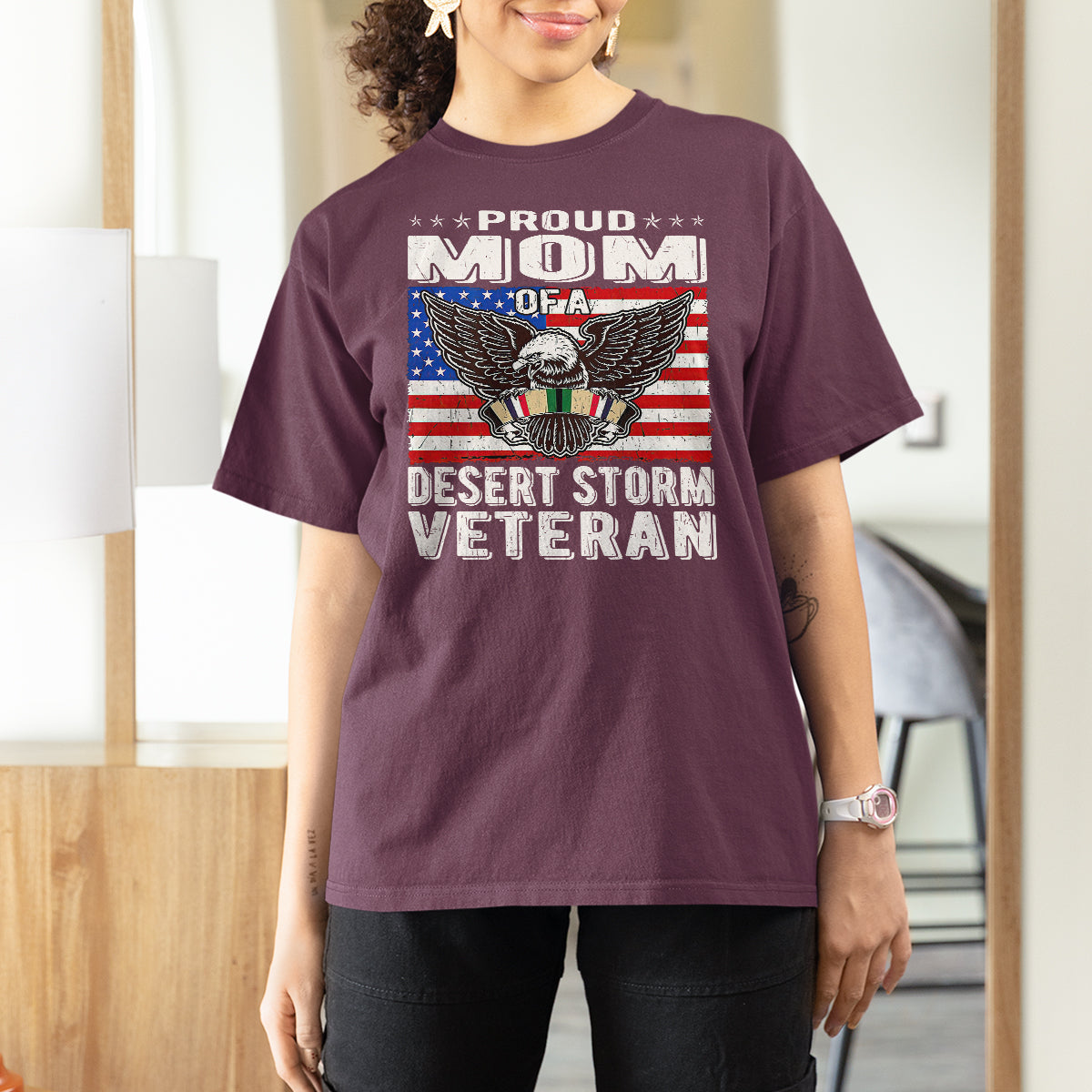 Proud Mom Of A Desert Storm Veteran T Shirt For Women TS00 - Wonder Print Shop