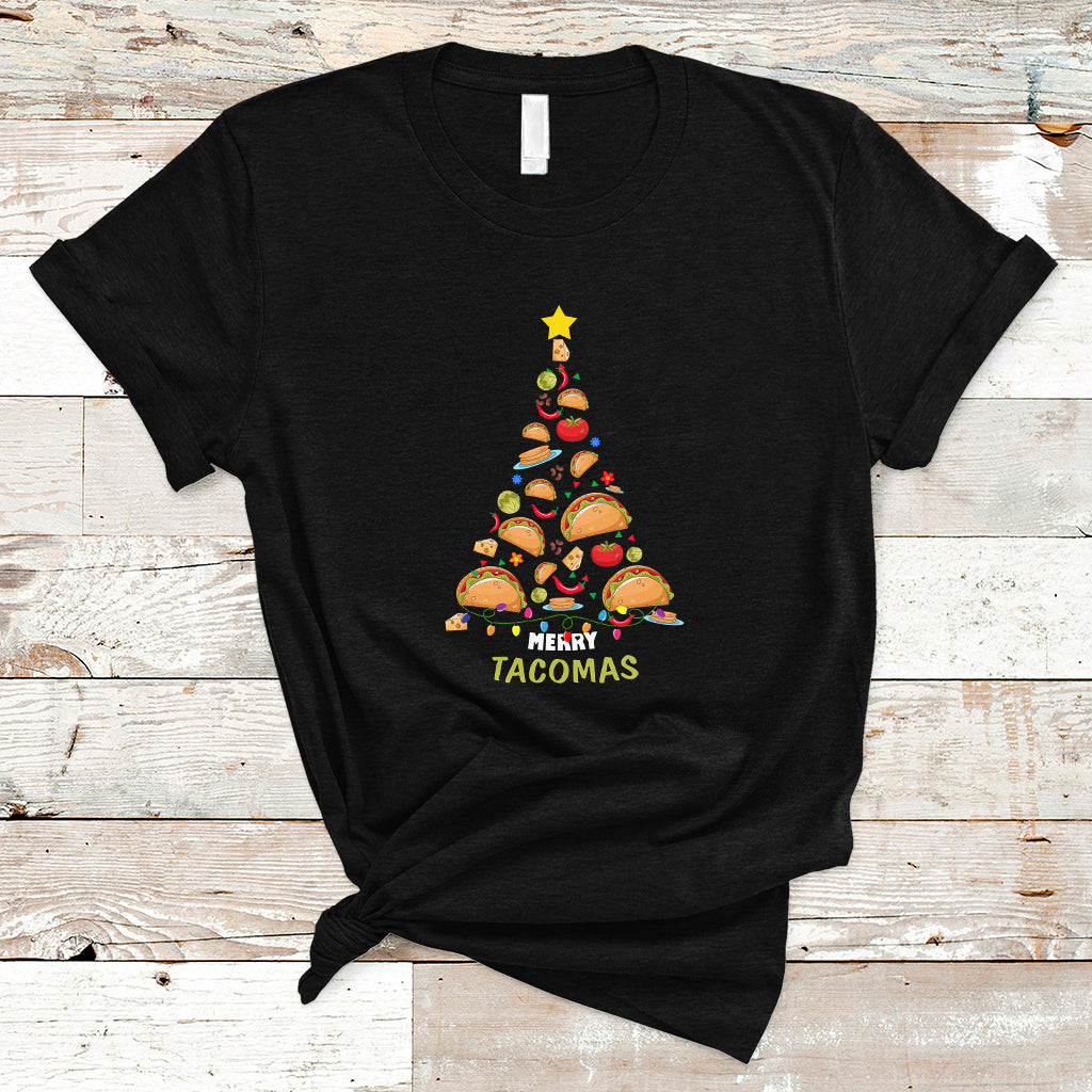 Taco Christmas Tree Shirt T Shirt Funny Merry Tacomas - Wonder Print Shop
