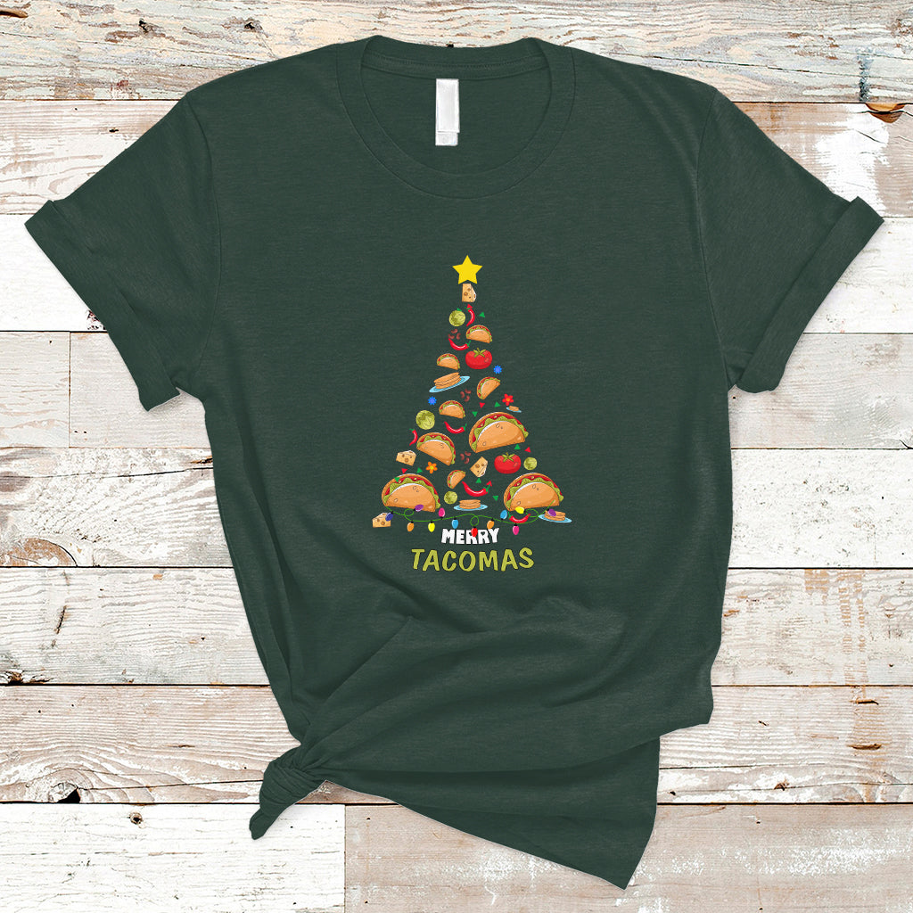 Taco Christmas Tree Shirt T Shirt Funny Merry Tacomas - Wonder Print Shop