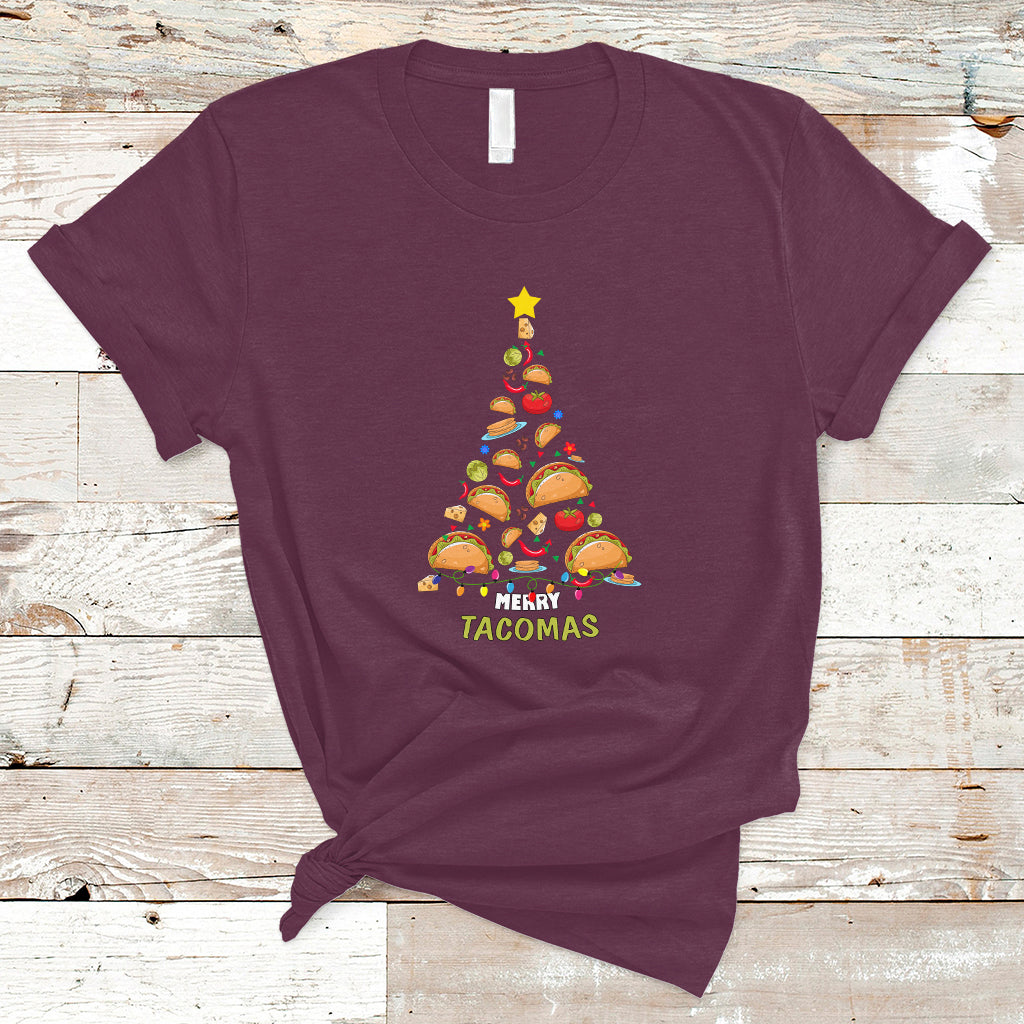 Taco Christmas Tree Shirt T Shirt Funny Merry Tacomas - Wonder Print Shop