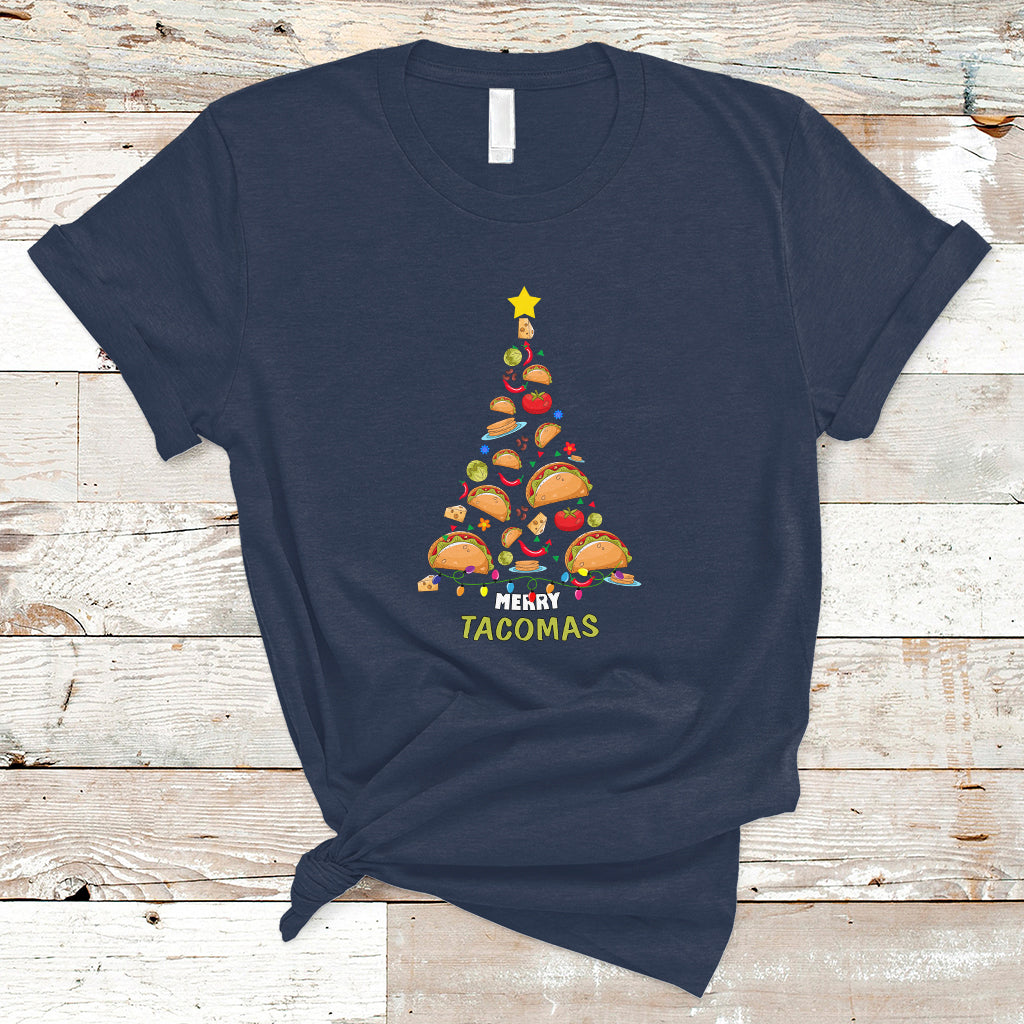 Taco Christmas Tree Shirt T Shirt Funny Merry Tacomas - Wonder Print Shop