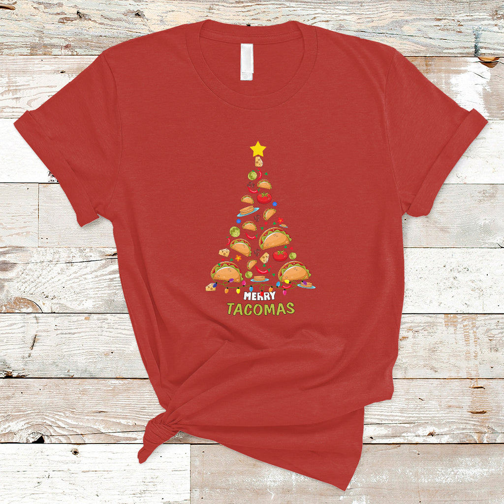 Taco Christmas Tree Shirt T Shirt Funny Merry Tacomas - Wonder Print Shop