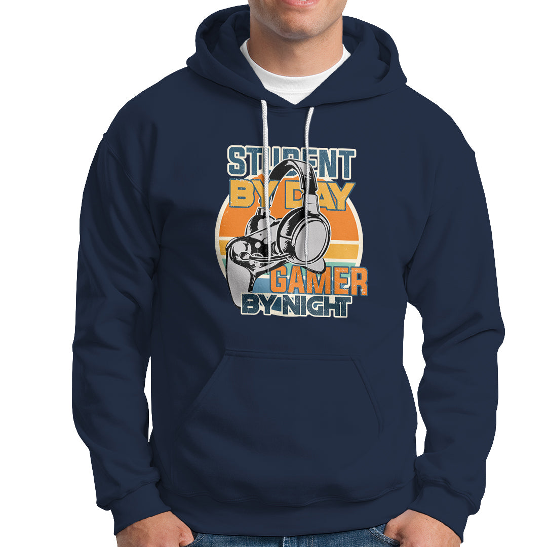 Funny Video Game Hoodie Student By Day Gamer By Night Meme for Gamers - Wonder Print Shop