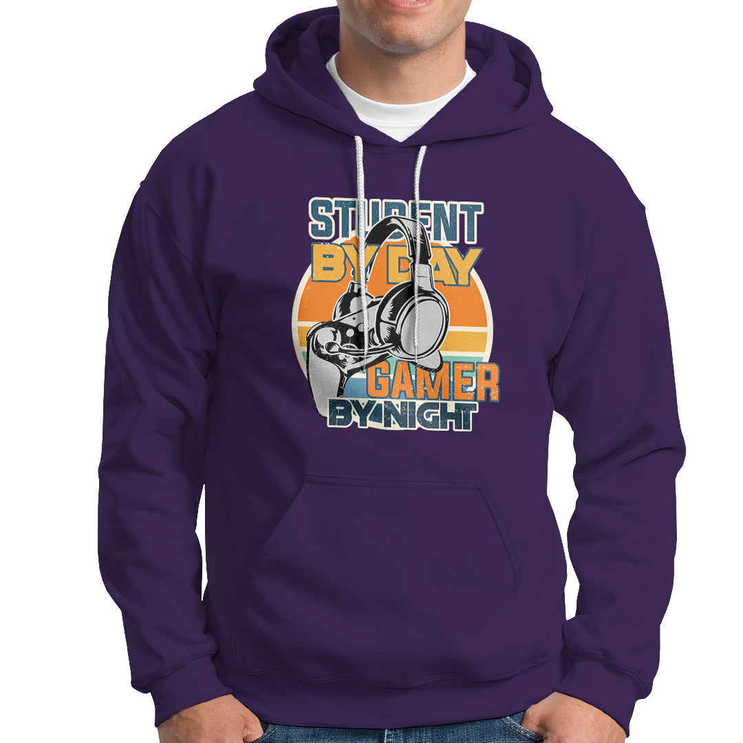 Funny Video Game Hoodie Student By Day Gamer By Night Meme for Gamers - Wonder Print Shop
