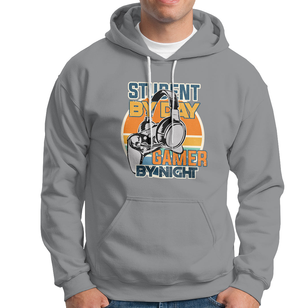 Funny Video Game Hoodie Student By Day Gamer By Night Meme for Gamers - Wonder Print Shop