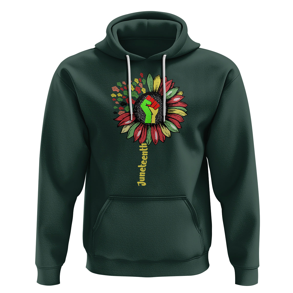 Juneteenth Hoodie Sunflower with Fist Black History African American - Wonder Print Shop