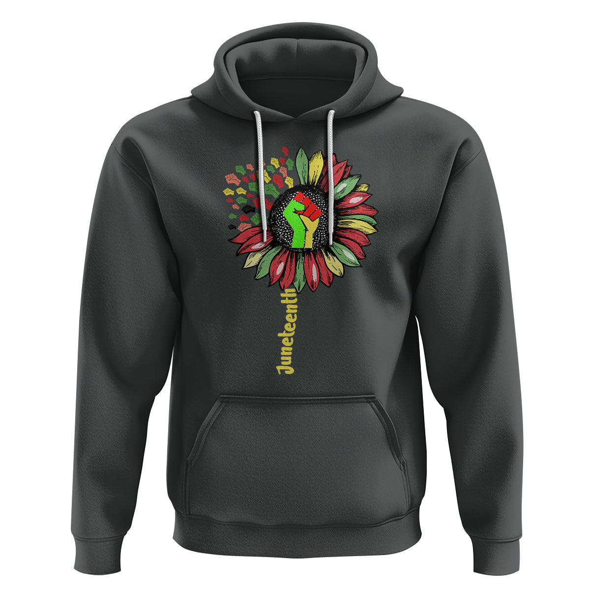 Juneteenth Hoodie Sunflower with Fist Black History African American - Wonder Print Shop