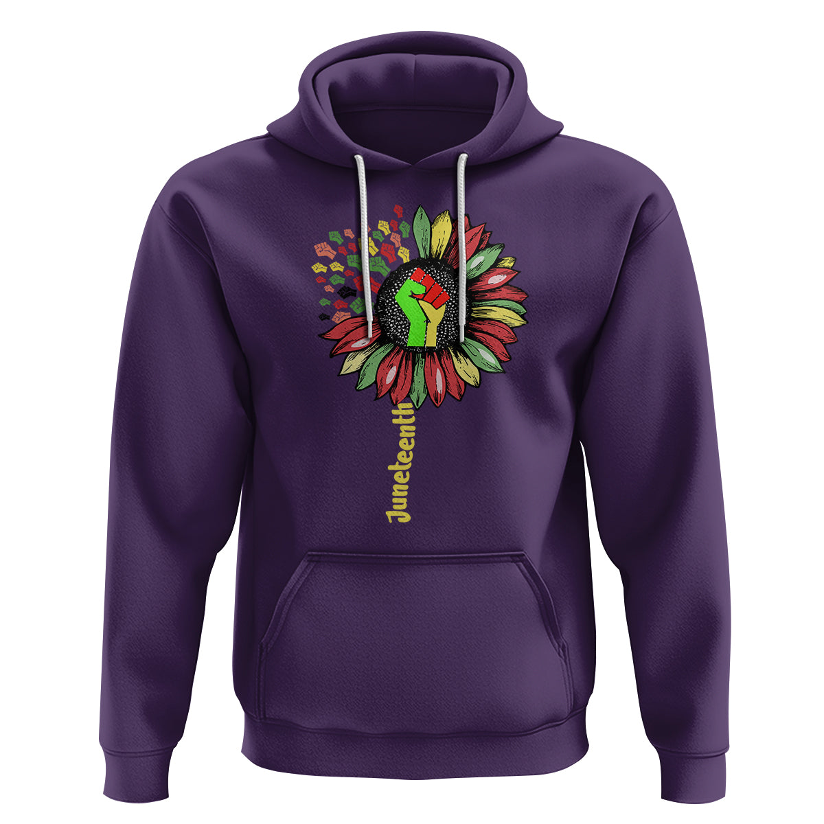 Juneteenth Hoodie Sunflower with Fist Black History African American - Wonder Print Shop