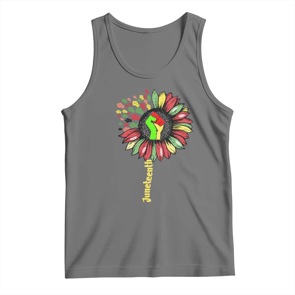 Juneteenth Tank Top Sunflower with Raised Fist Black History African American