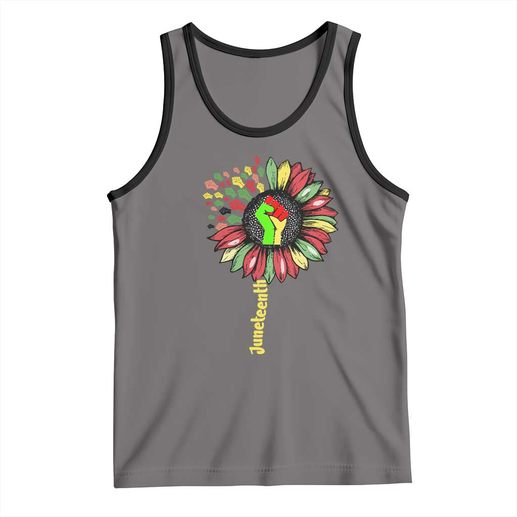 Juneteenth Tank Top Sunflower with Raised Fist Black History African American