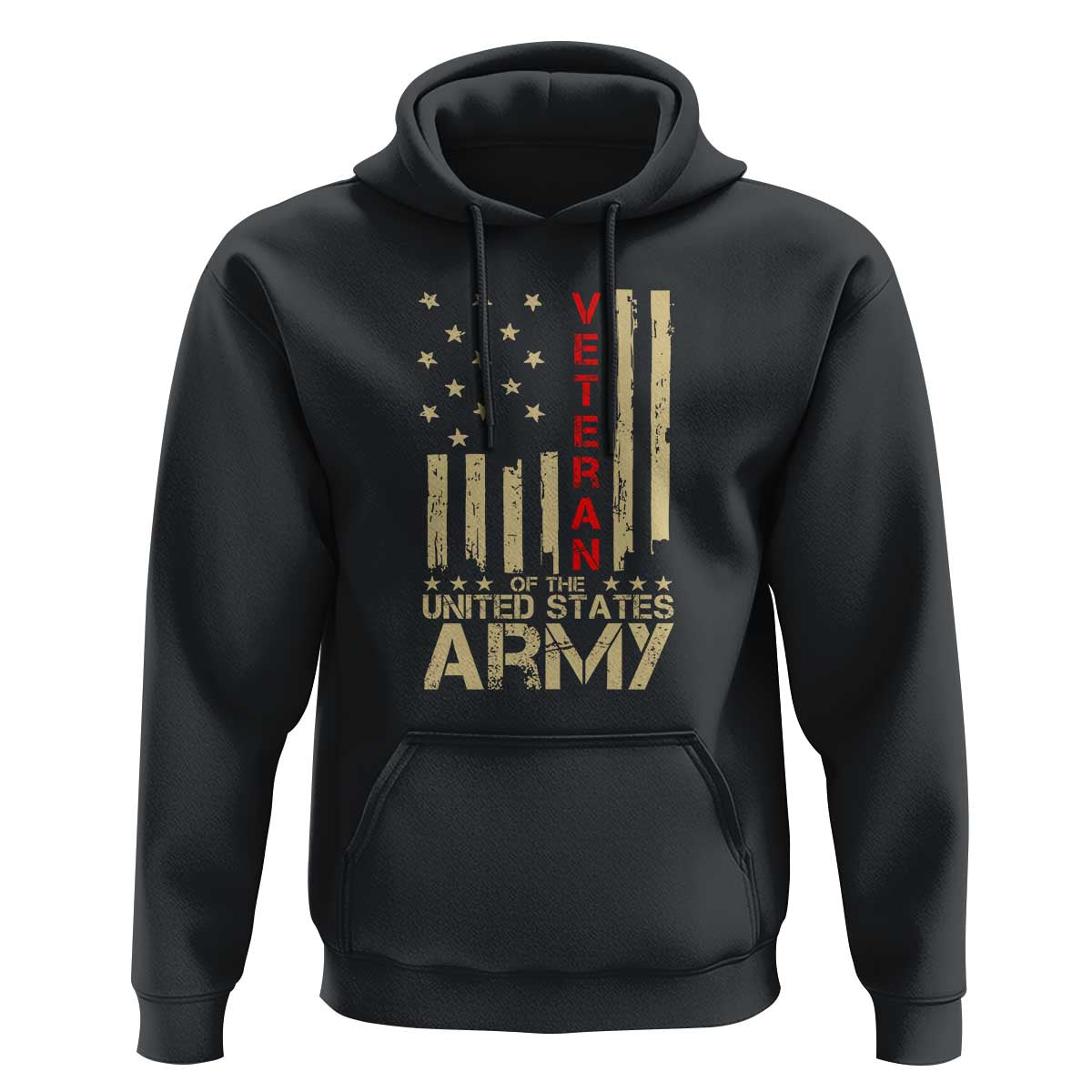 Patriotic U.S. Army Veteran Hoodie Vintage Red Line American Flag Military