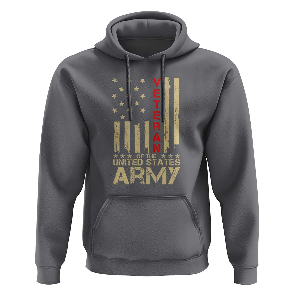 Patriotic U.S. Army Veteran Hoodie Vintage Red Line American Flag Military