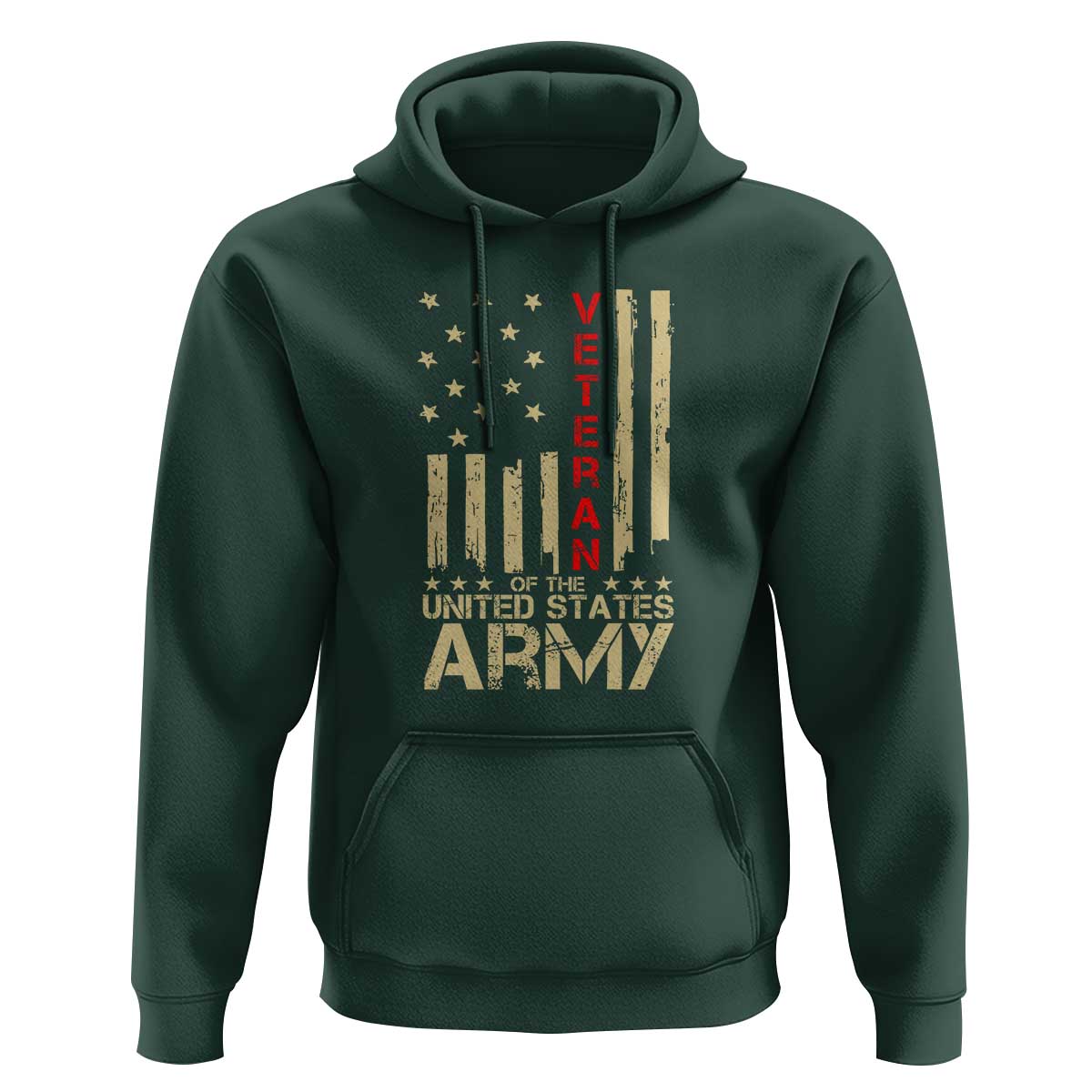 Patriotic U.S. Army Veteran Hoodie Vintage Red Line American Flag Military