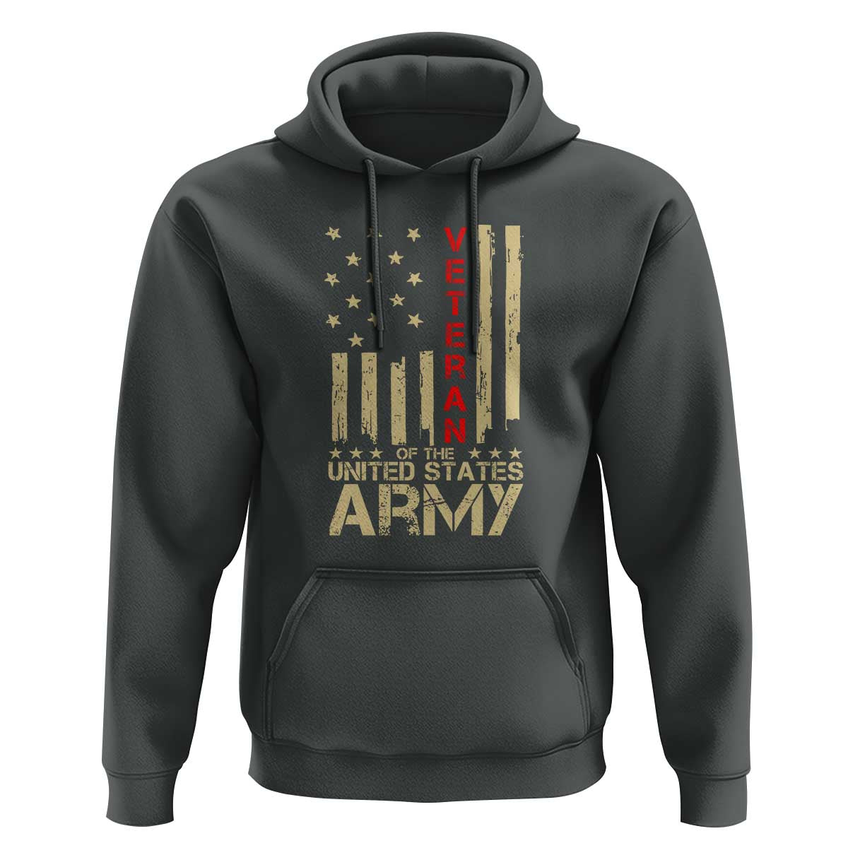 Patriotic U.S. Army Veteran Hoodie Vintage Red Line American Flag Military