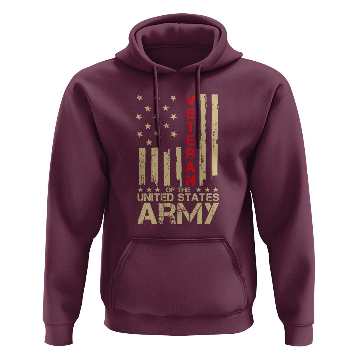 Patriotic U.S. Army Veteran Hoodie Vintage Red Line American Flag Military