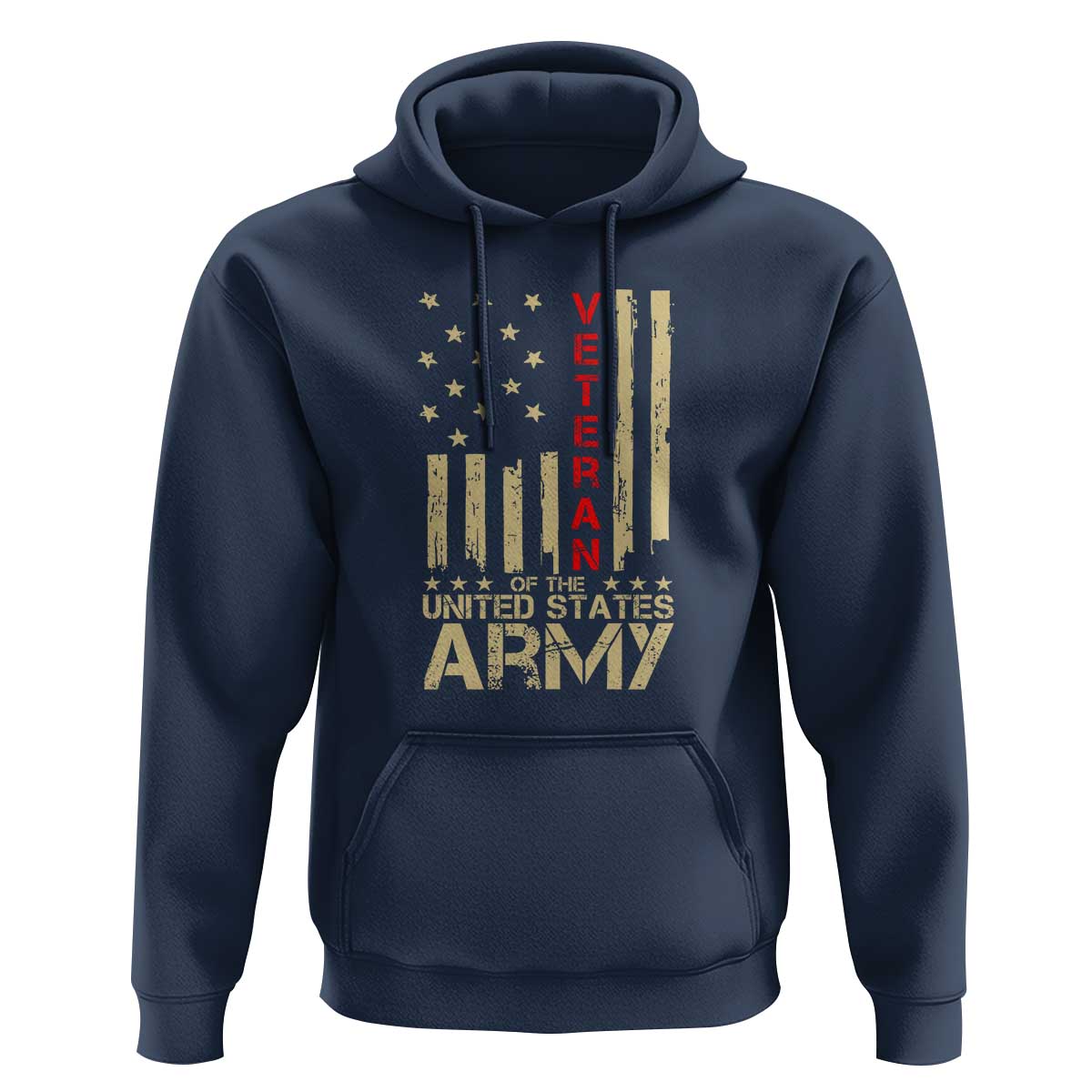Patriotic U.S. Army Veteran Hoodie Vintage Red Line American Flag Military