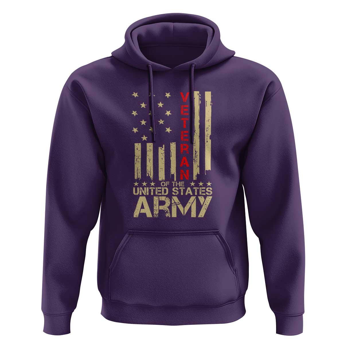 Patriotic U.S. Army Veteran Hoodie Vintage Red Line American Flag Military