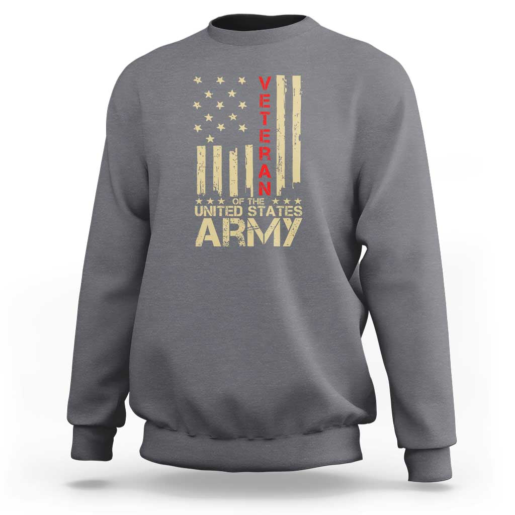 Patriotic U.S. Army Veteran Sweatshirt Vintage Red Line American Flag Military - Wonder Print Shop