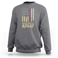 Patriotic U.S. Army Veteran Sweatshirt Vintage Red Line American Flag Military - Wonder Print Shop