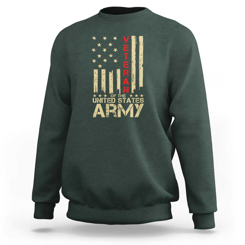Patriotic U.S. Army Veteran Sweatshirt Vintage Red Line American Flag Military - Wonder Print Shop