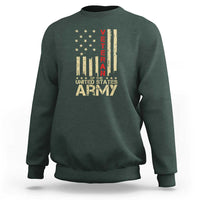 Patriotic U.S. Army Veteran Sweatshirt Vintage Red Line American Flag Military - Wonder Print Shop
