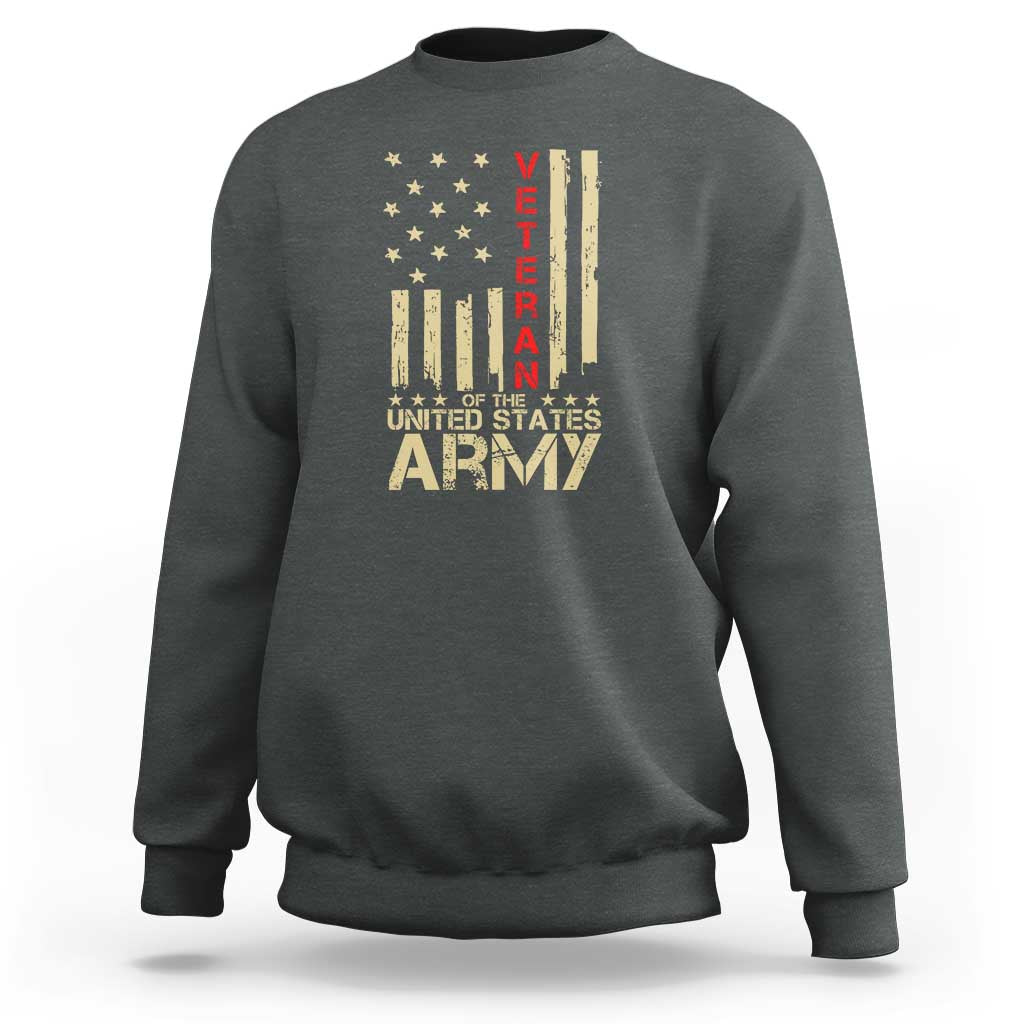 Patriotic U.S. Army Veteran Sweatshirt Vintage Red Line American Flag Military - Wonder Print Shop