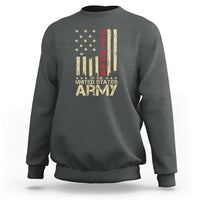 Patriotic U.S. Army Veteran Sweatshirt Vintage Red Line American Flag Military - Wonder Print Shop