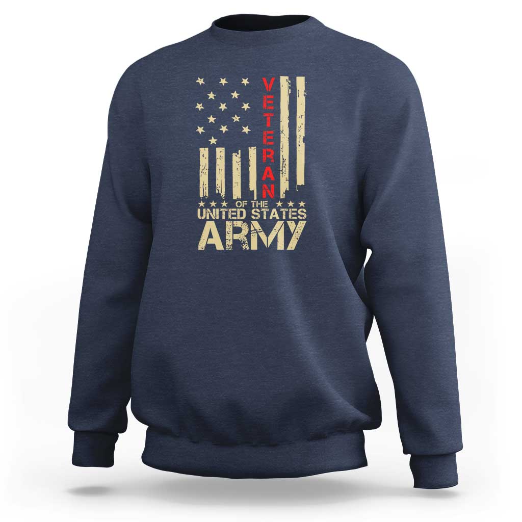 Patriotic U.S. Army Veteran Sweatshirt Vintage Red Line American Flag Military - Wonder Print Shop