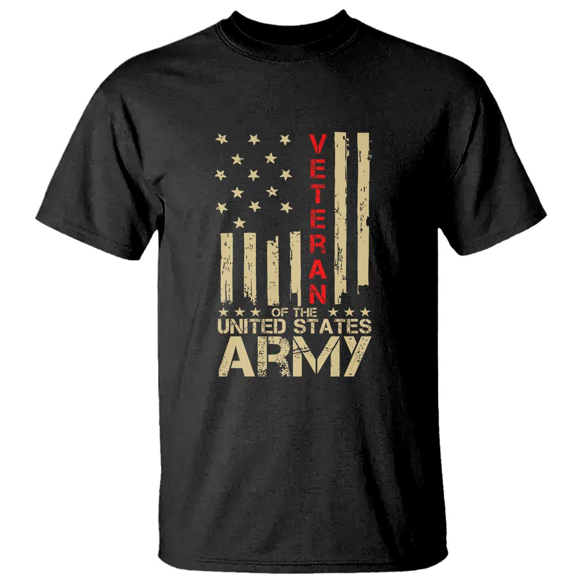 Patriotic U.S. Army Veteran T Shirt Vintage Red Line American Flag Military - Wonder Print Shop