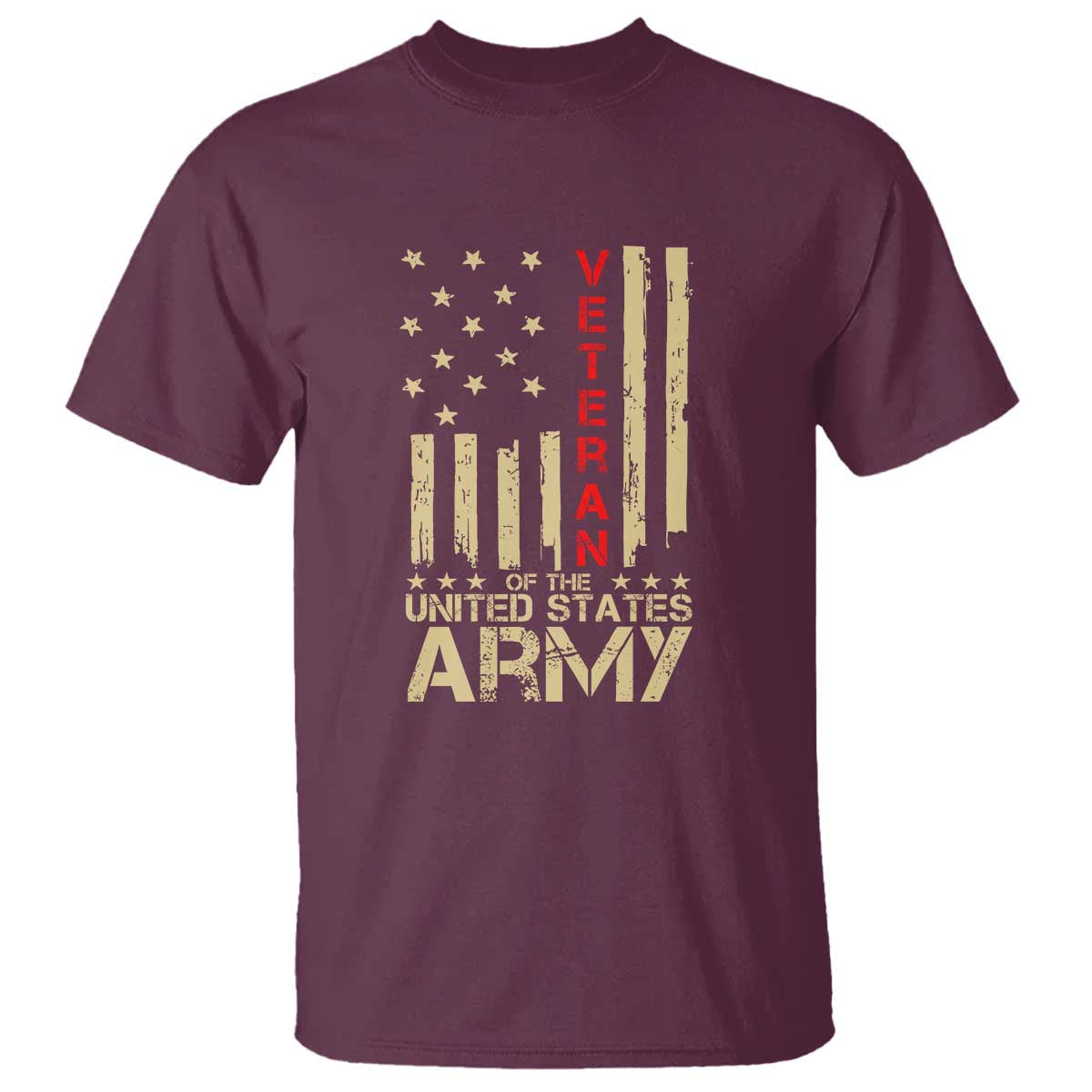Patriotic U.S. Army Veteran T Shirt Vintage Red Line American Flag Military - Wonder Print Shop
