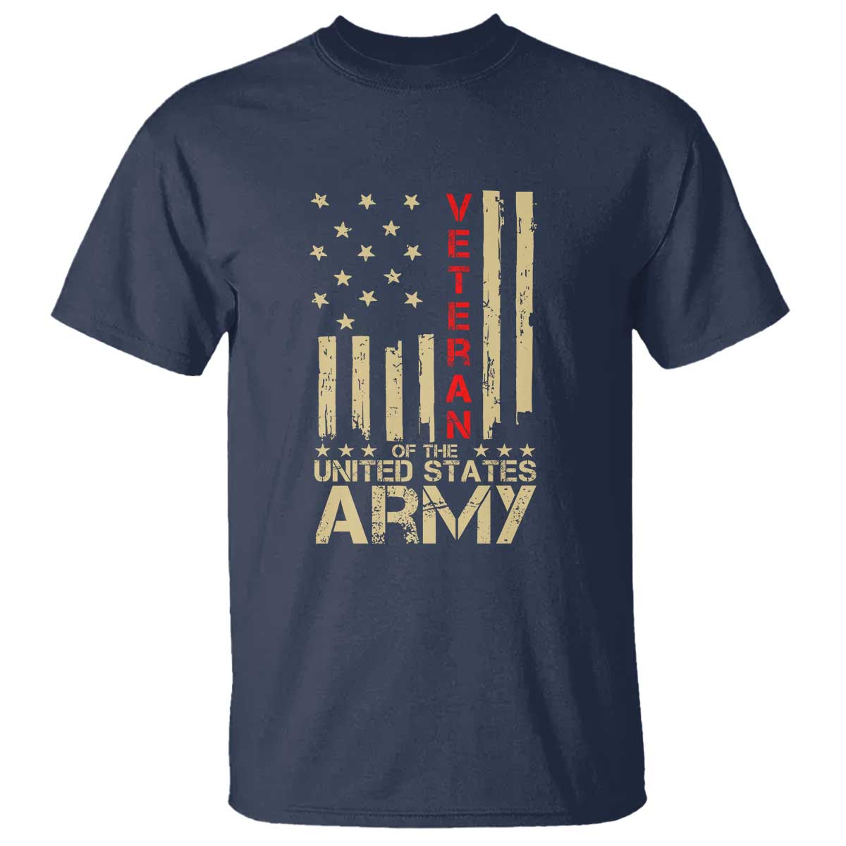 Patriotic U.S. Army Veteran T Shirt Vintage Red Line American Flag Military - Wonder Print Shop