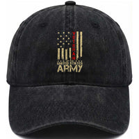 Patriotic U.S. Army Veteran Washed Cotton Baseball Cap Vintage Red Line American Flag Military