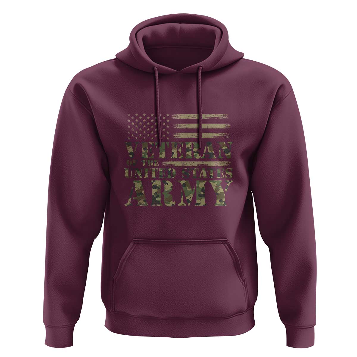 Veteran Hoodie Proud U.S. Army Soldier, USA Flag & Camouflage Design