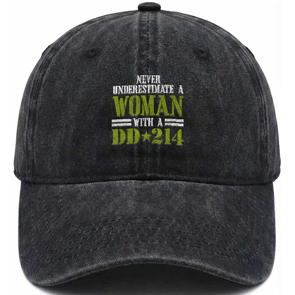 Female Veteran Washed Cotton Baseball Cap Women with DD-214, Veterans Day Gift