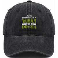 Female Veteran Washed Cotton Baseball Cap Women with DD-214, Veterans Day Gift