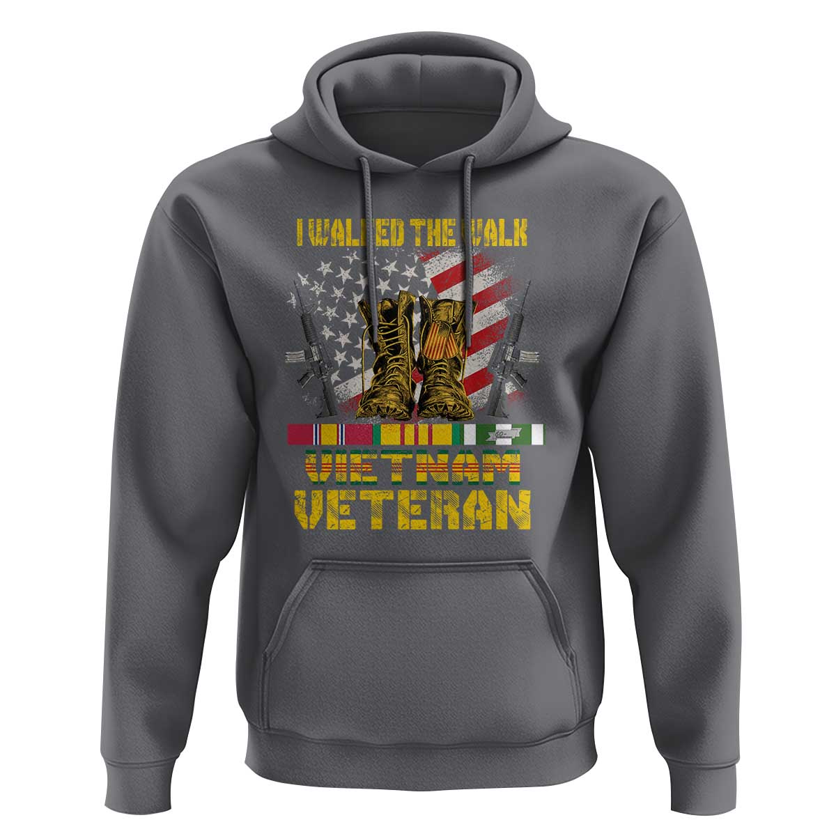Vietnam Veteran Hoodie US Flag & Combat Boots Patriotic Design