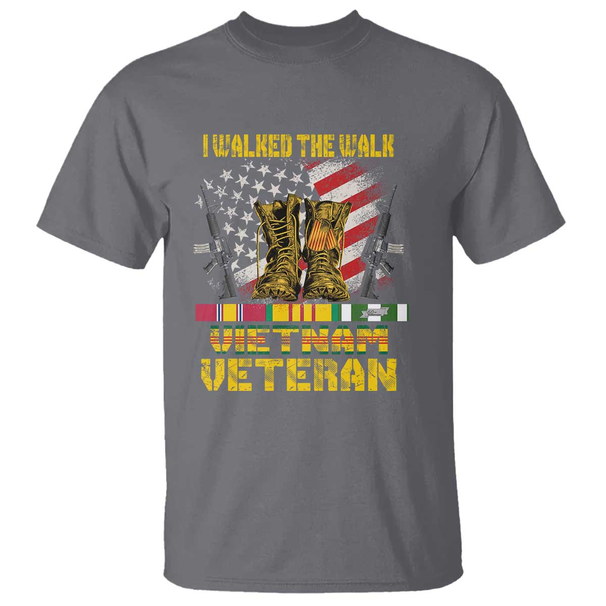 Vietnam Veteran T Shirt US Flag & Combat Boots Patriotic Design - Wonder Print Shop